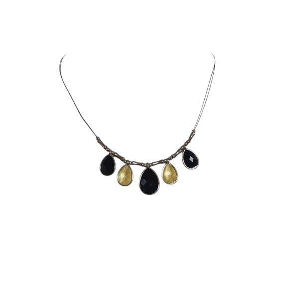 Yellow Black Stone Cabochon Glass Necklace Bead Spring Summer Fashion Jewelry - Picture 12 of 14